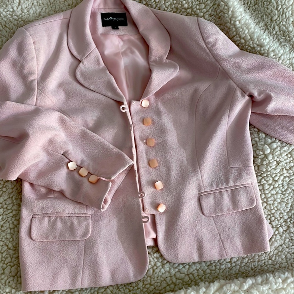 Pretty in pink! Skirt suit.